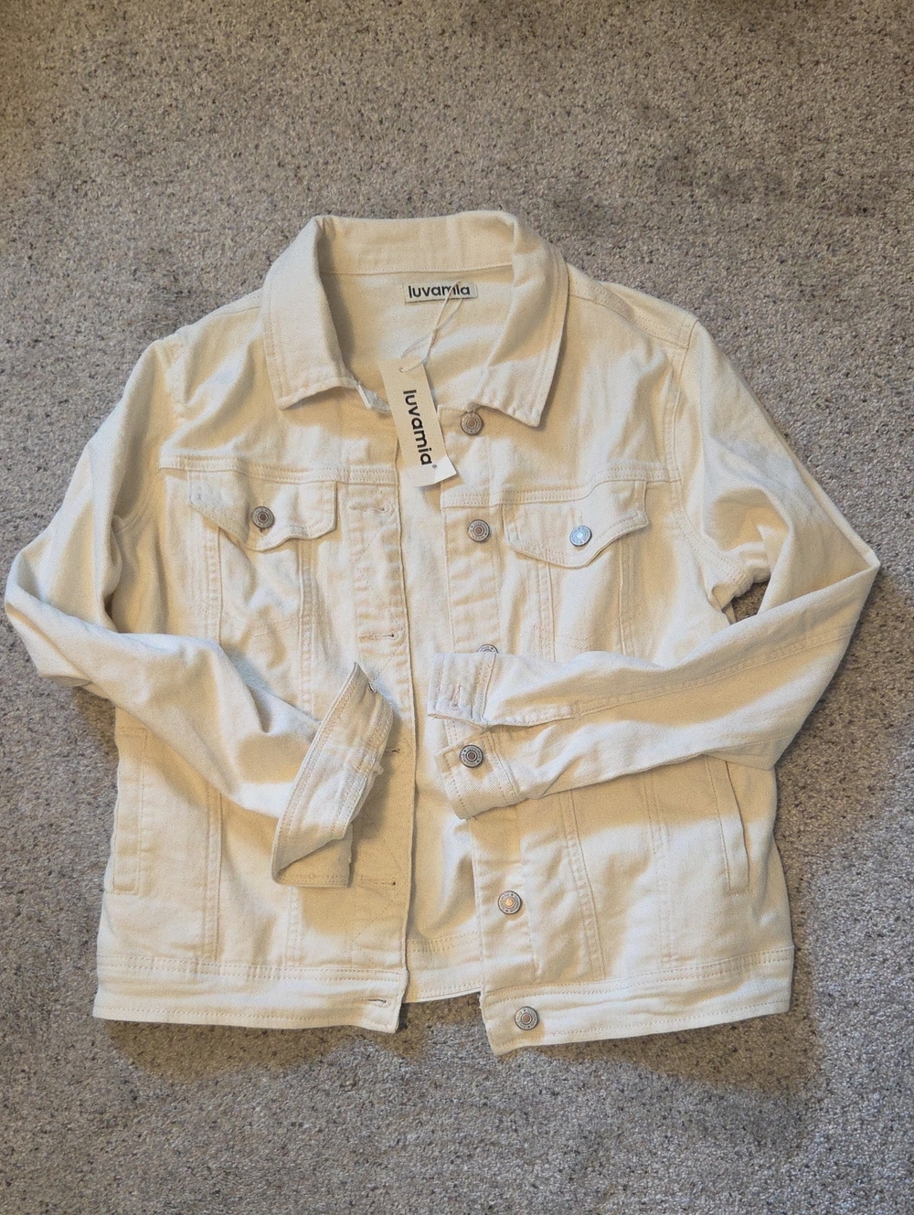 Nwt Cream Denim Jean Jacket Sz M